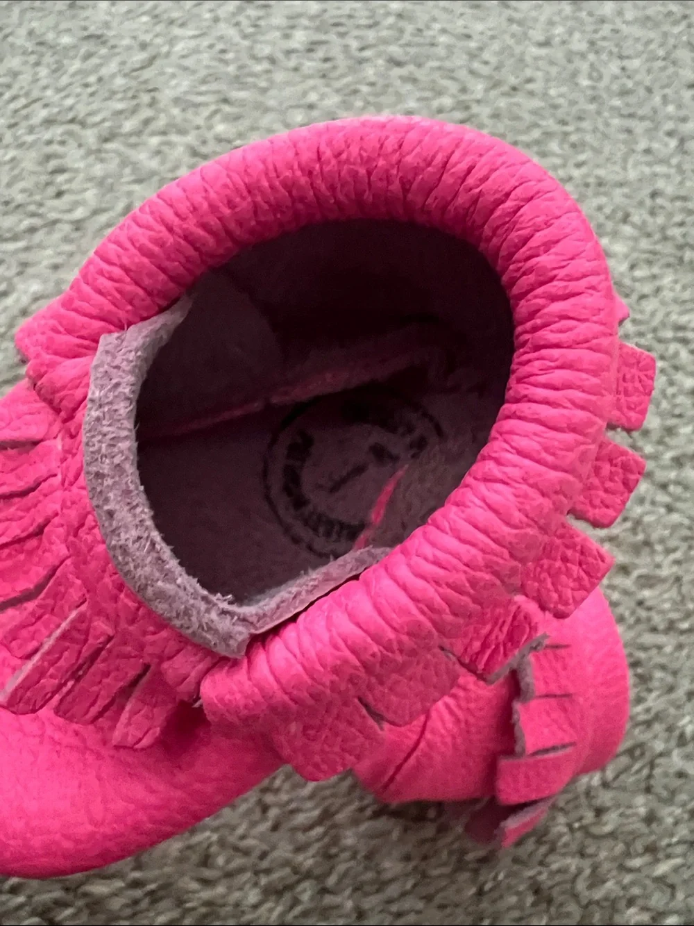 Freshly Picked Hot Pink Fringe Leather Moccasins Size 1